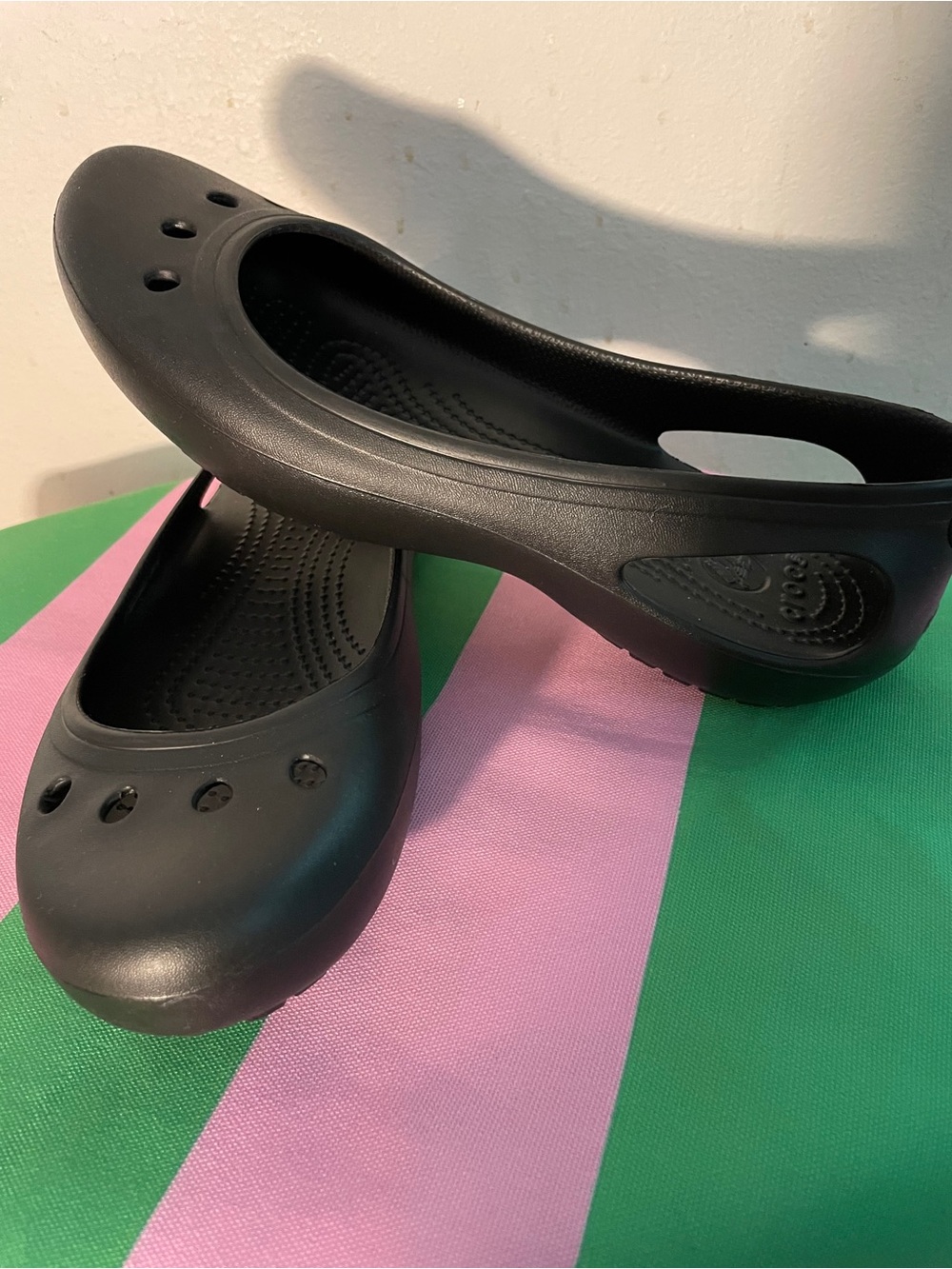 CROCS Black Women's Ballet-Style Slip-On Flats